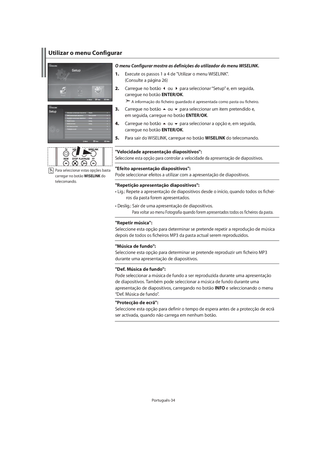 Samsung LE40M9 manual Utilizar o menu Configurar 