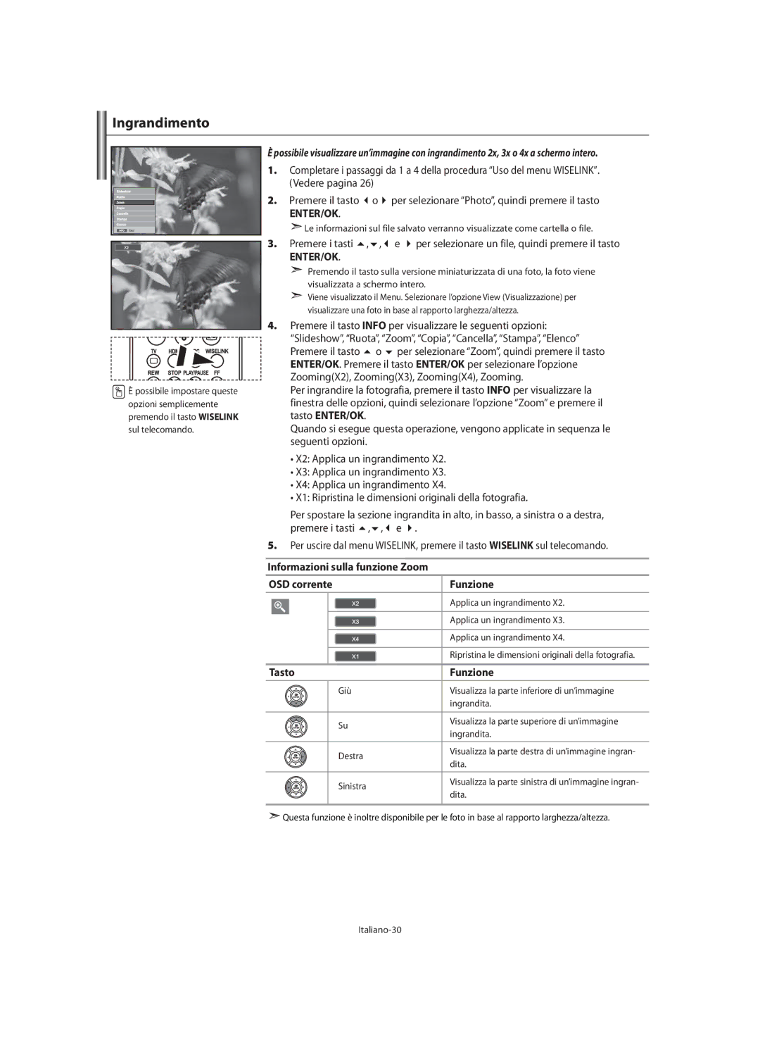 Samsung LE40M9 manual Ingrandimento, Italiano-30 