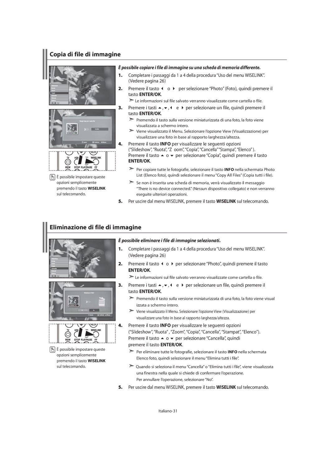 Samsung LE40M9 manual Copia di file di immagine, Italiano-31 