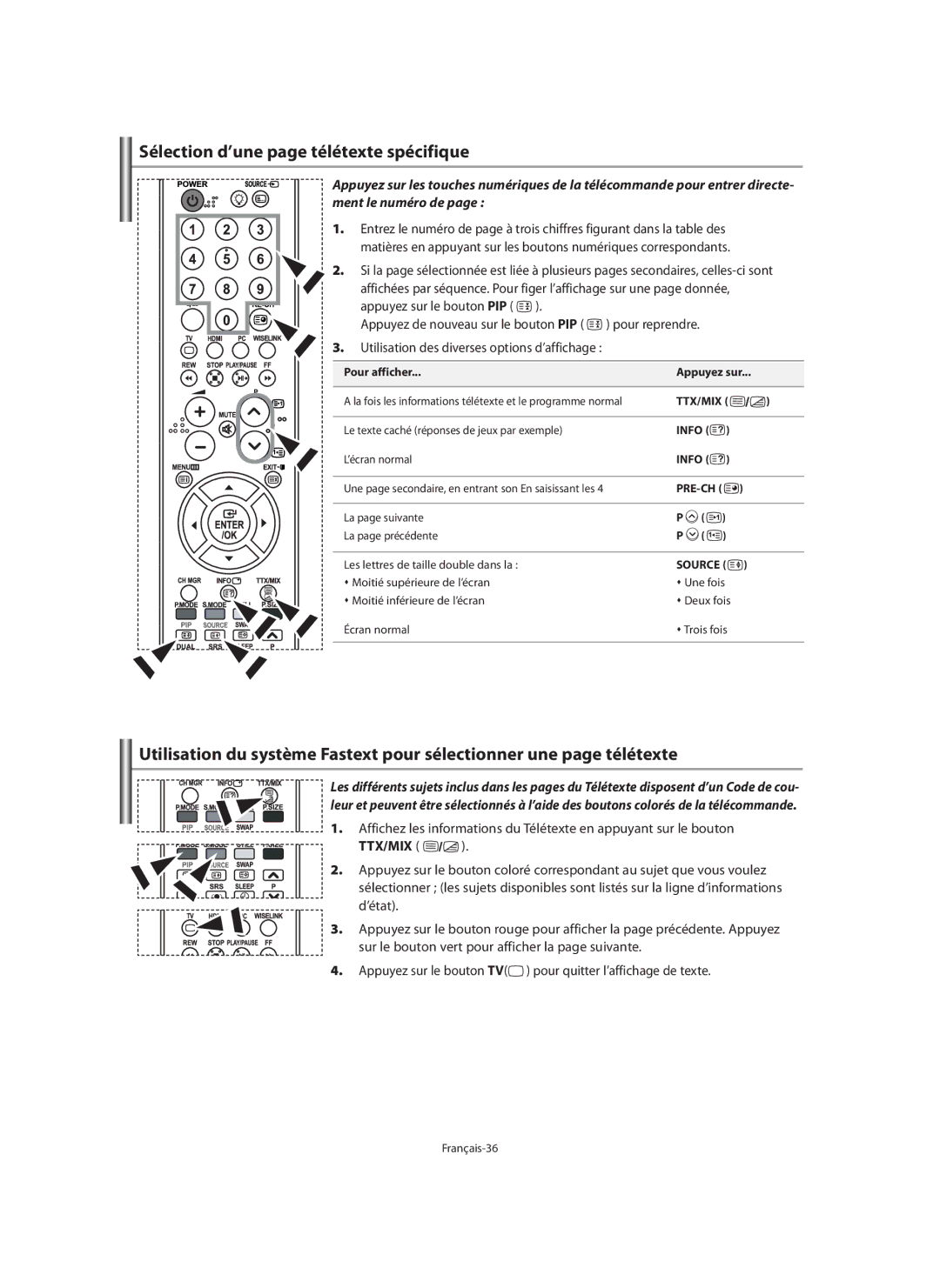 Samsung LE40M9 manual Sélection d’une page télétexte spécifique, Ttx/Mix, Le texte caché réponses de jeux par exemple 