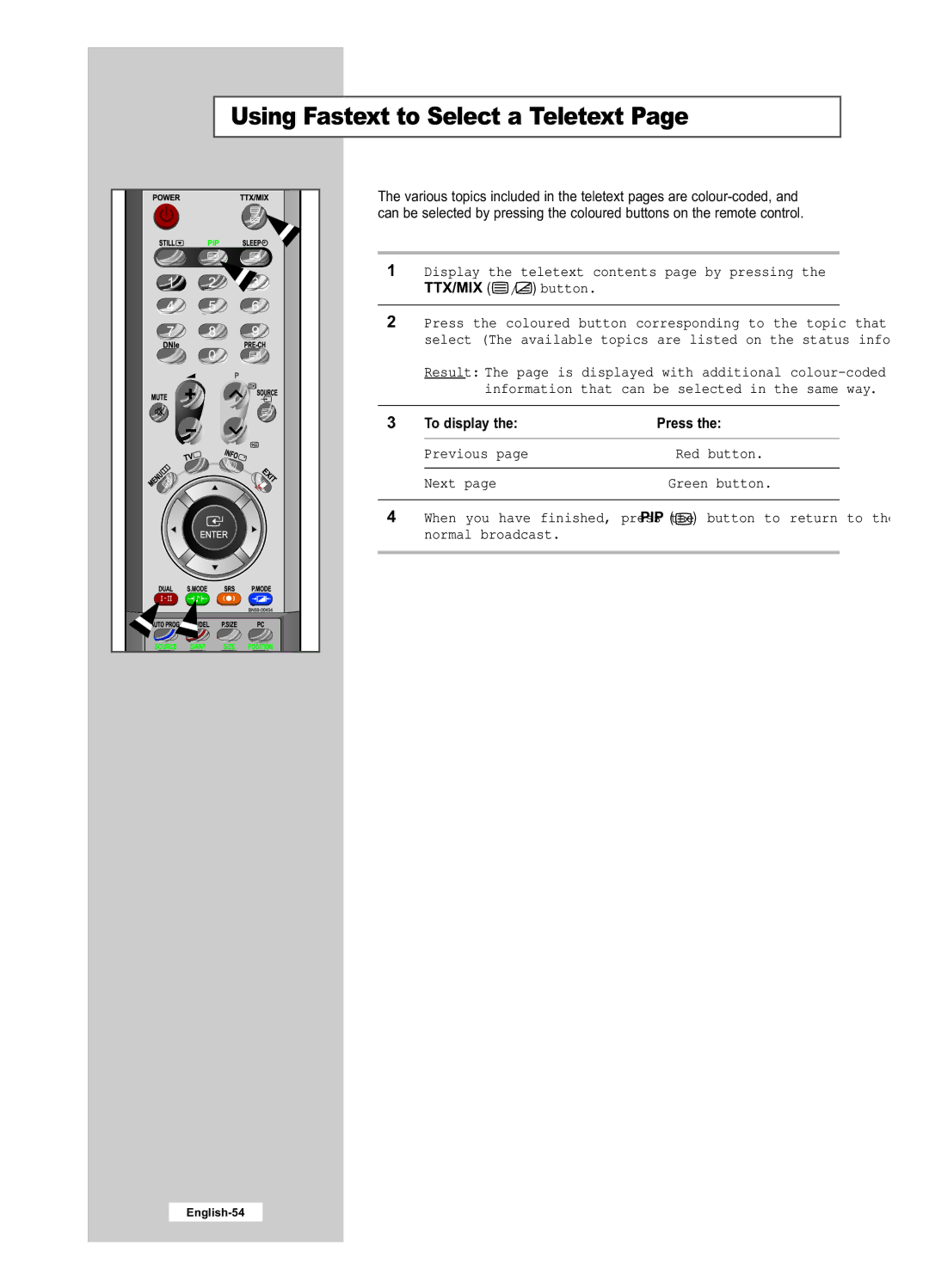 Samsung LE26R51B, LE40R51B, LE26R41B, LE32R41B, LE32R51B manual Using Fastext to Select a Teletext 