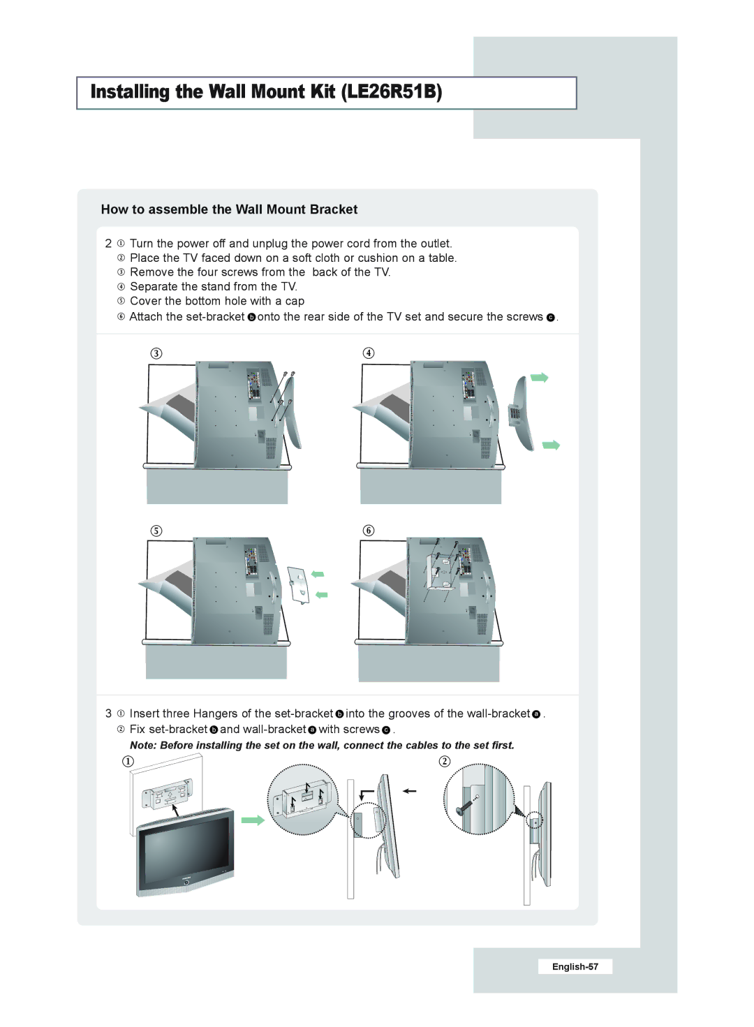 Samsung LE32R52B, LE40R51B, LE26R51B, LE32R51B manual English-57 