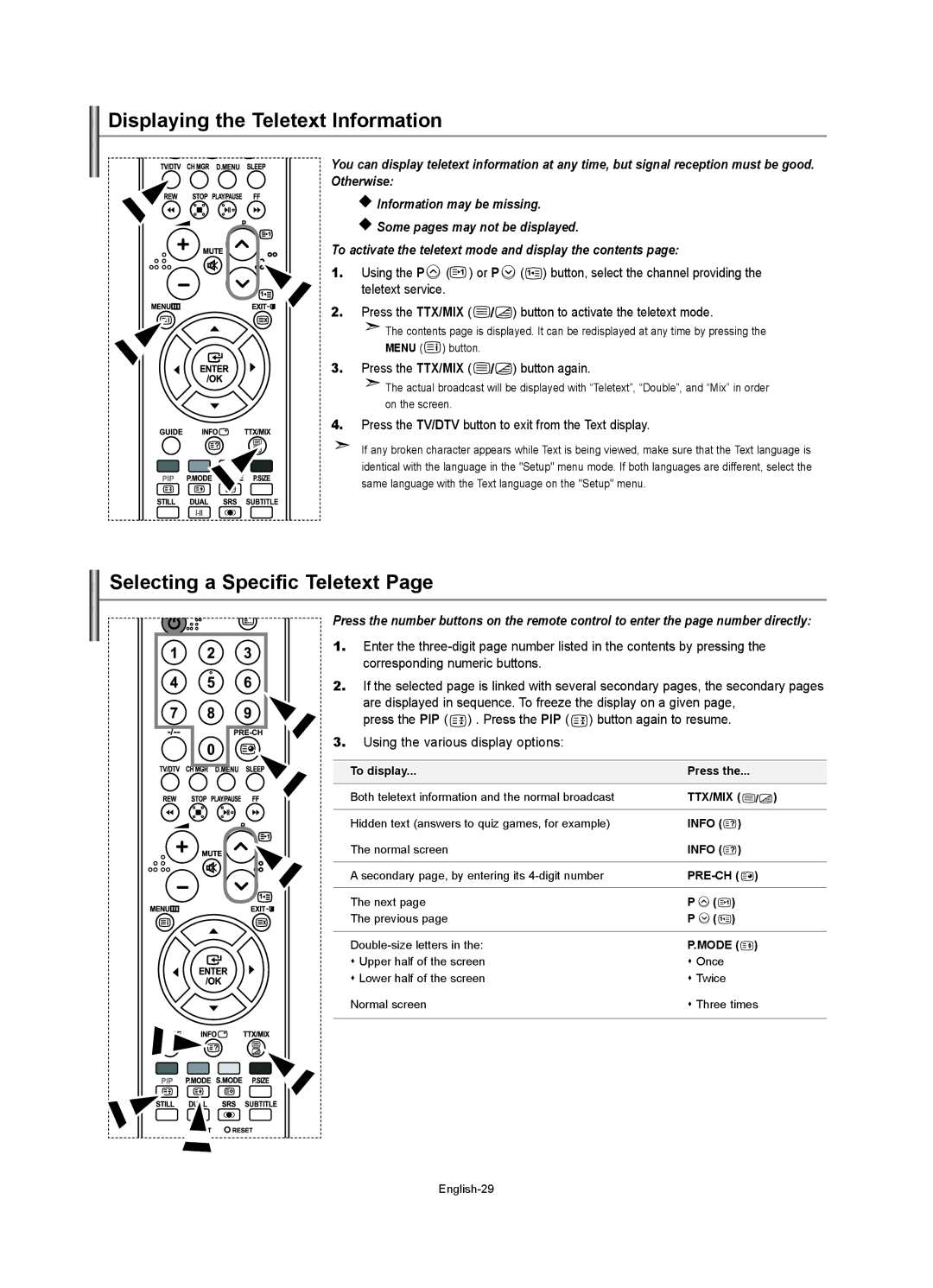 Samsung LE40R74BD manual Displaying the Teletext Information, Selecting a Specific Teletext, Press the TTX/MIX button again 