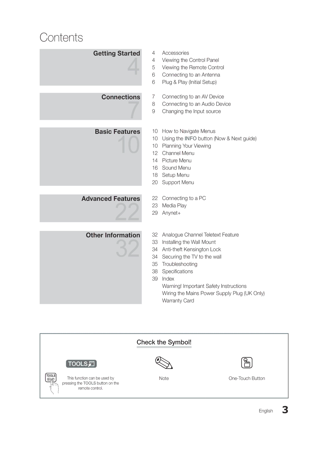 Samsung LE32C530, LE46C530, LE40C530, LE37C530 user manual Contents 