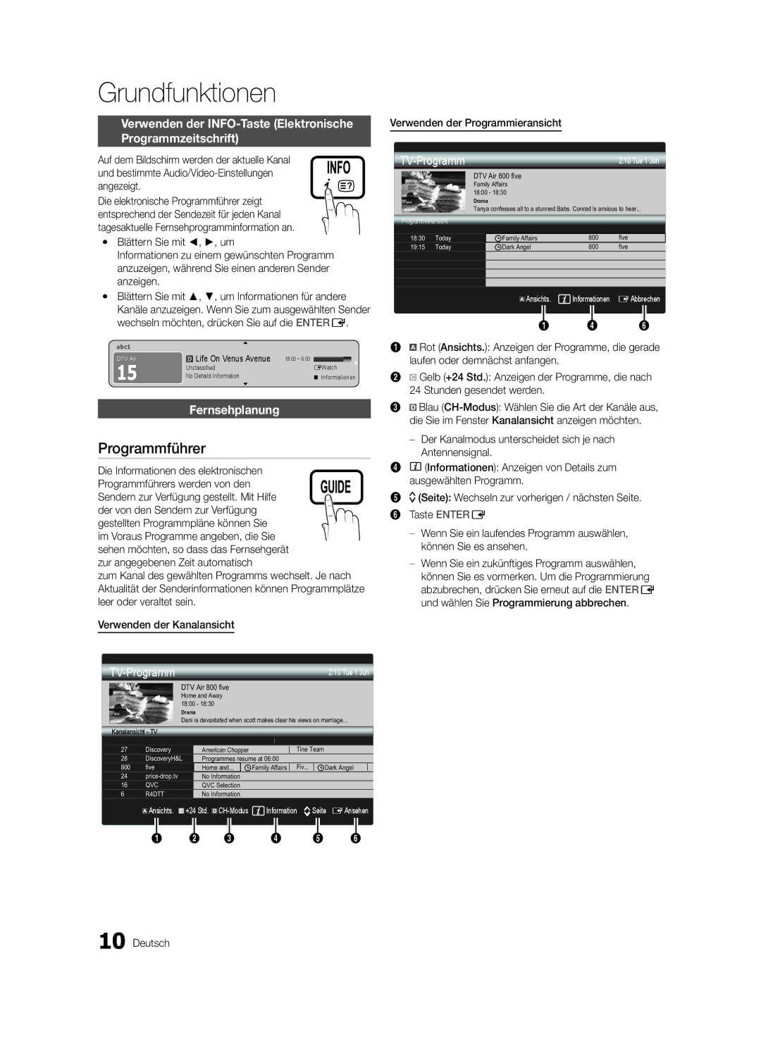 Samsung LE40C579, LE46C579, LE40C570, LE37C570 Programmführer, Verwenden der INFO-Taste Elektronische Programmzeitschrift 