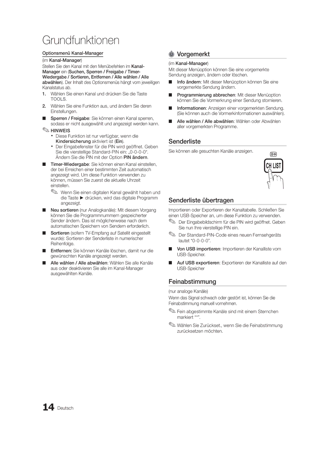 Samsung LE46C570, LE46C579, LE40C570, LE37C570, LE40C579, LE37C579 Vorgemerkt, Senderliste übertragen, Feinabstimmung 