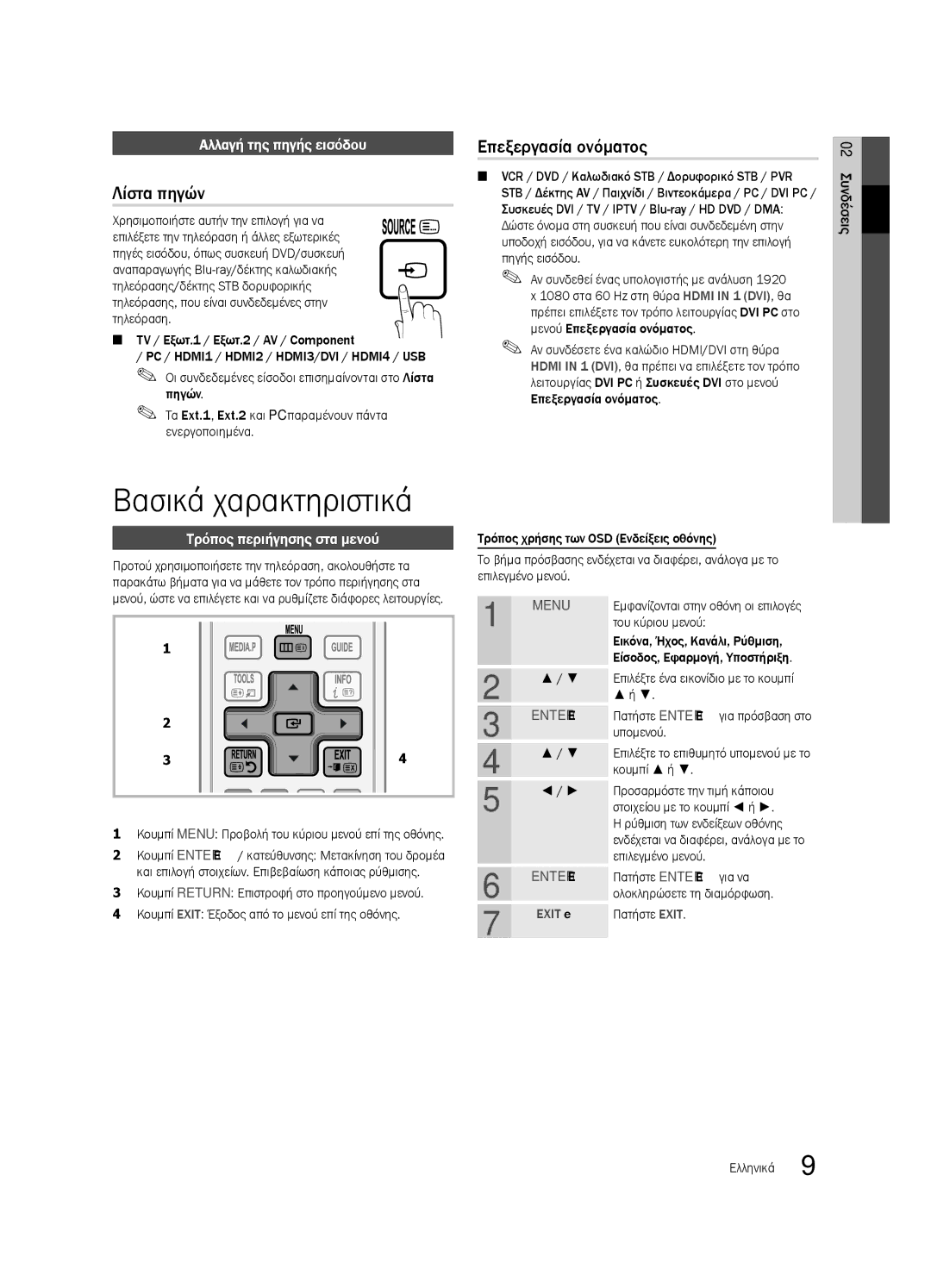 Samsung LE46C630, LE40C630, LE37C630, LE32C630 user manual Λίστα πηγών, Επεξεργασία ονόματος 