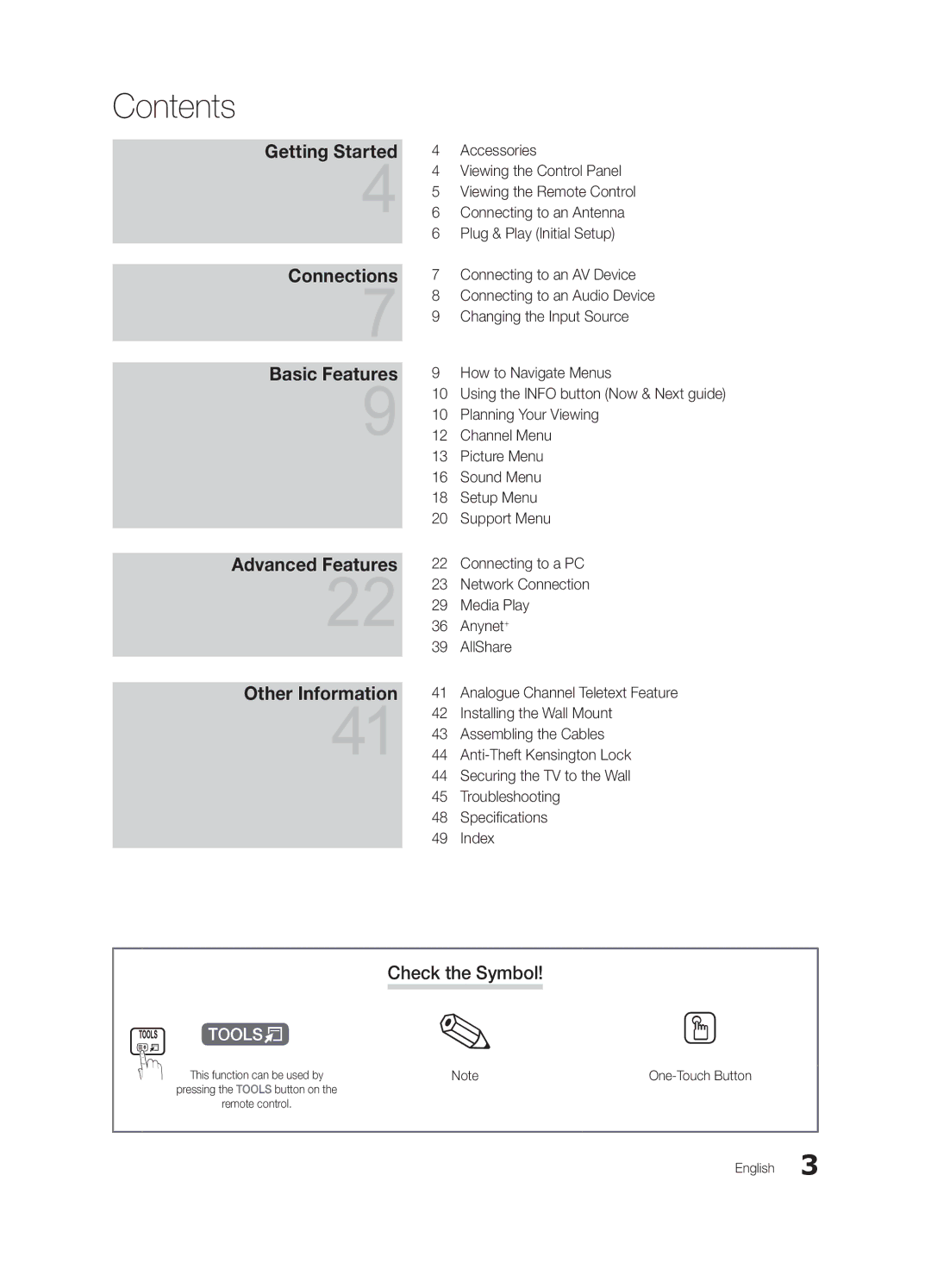 Samsung LE32C630, LE46C630, LE40C630, LE37C630 user manual Contents 