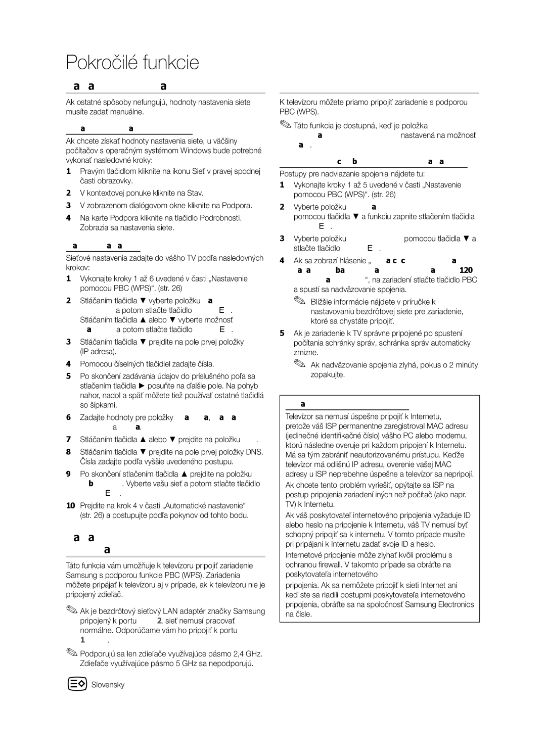 Samsung LE32C630, LE46C630, LE40C630, LE37C630 user manual Nastavenie siete SWL Samsung Wireless Link, Pripojenie SWL 