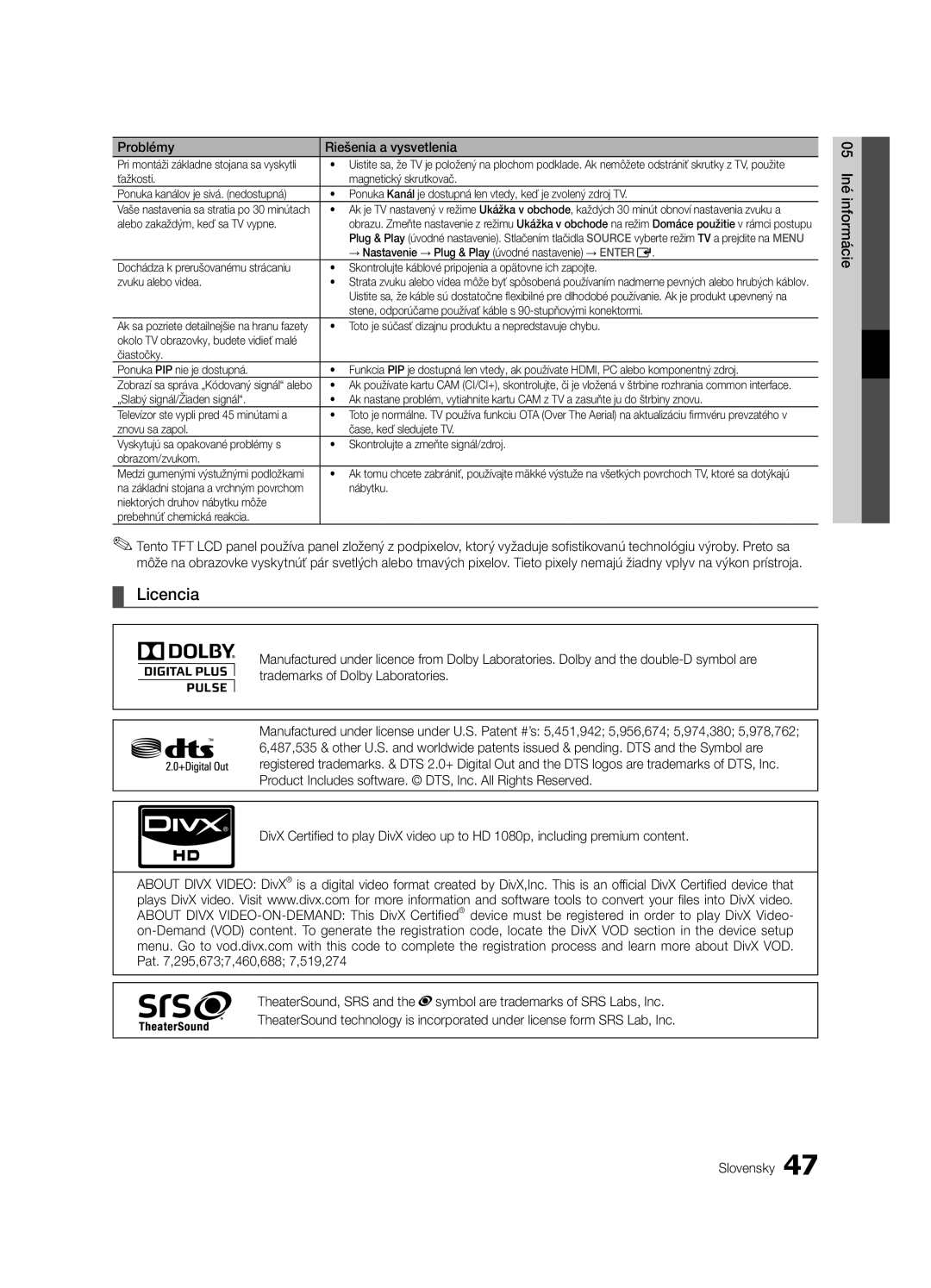 Samsung LE37C630, LE46C630, LE40C630, LE32C630 user manual Licencia 