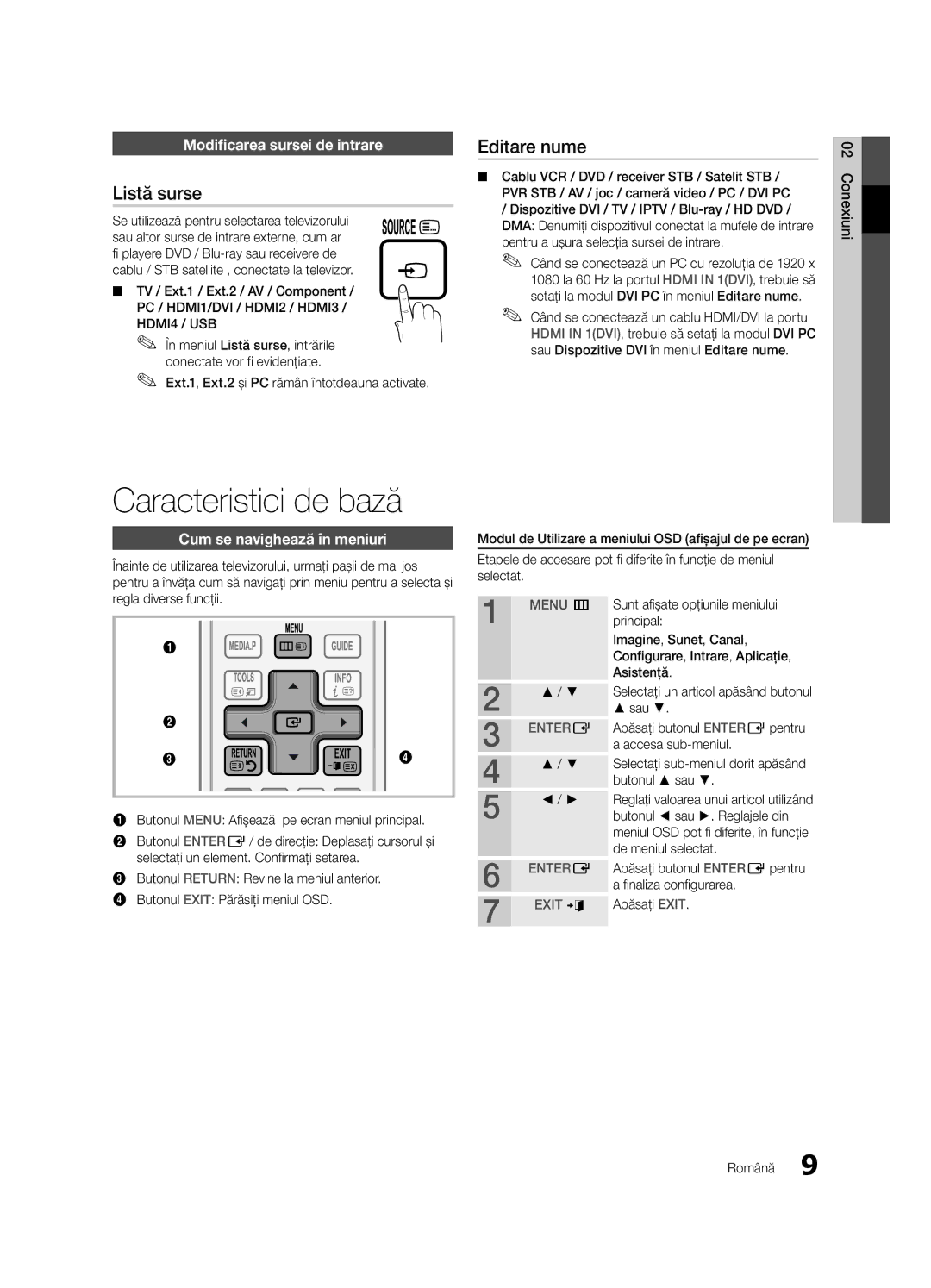 Samsung LE40C630, LE46C630, LE37C630 Caracteristici de bază, Listă surse, Editare nume, Modificarea sursei de intrare 