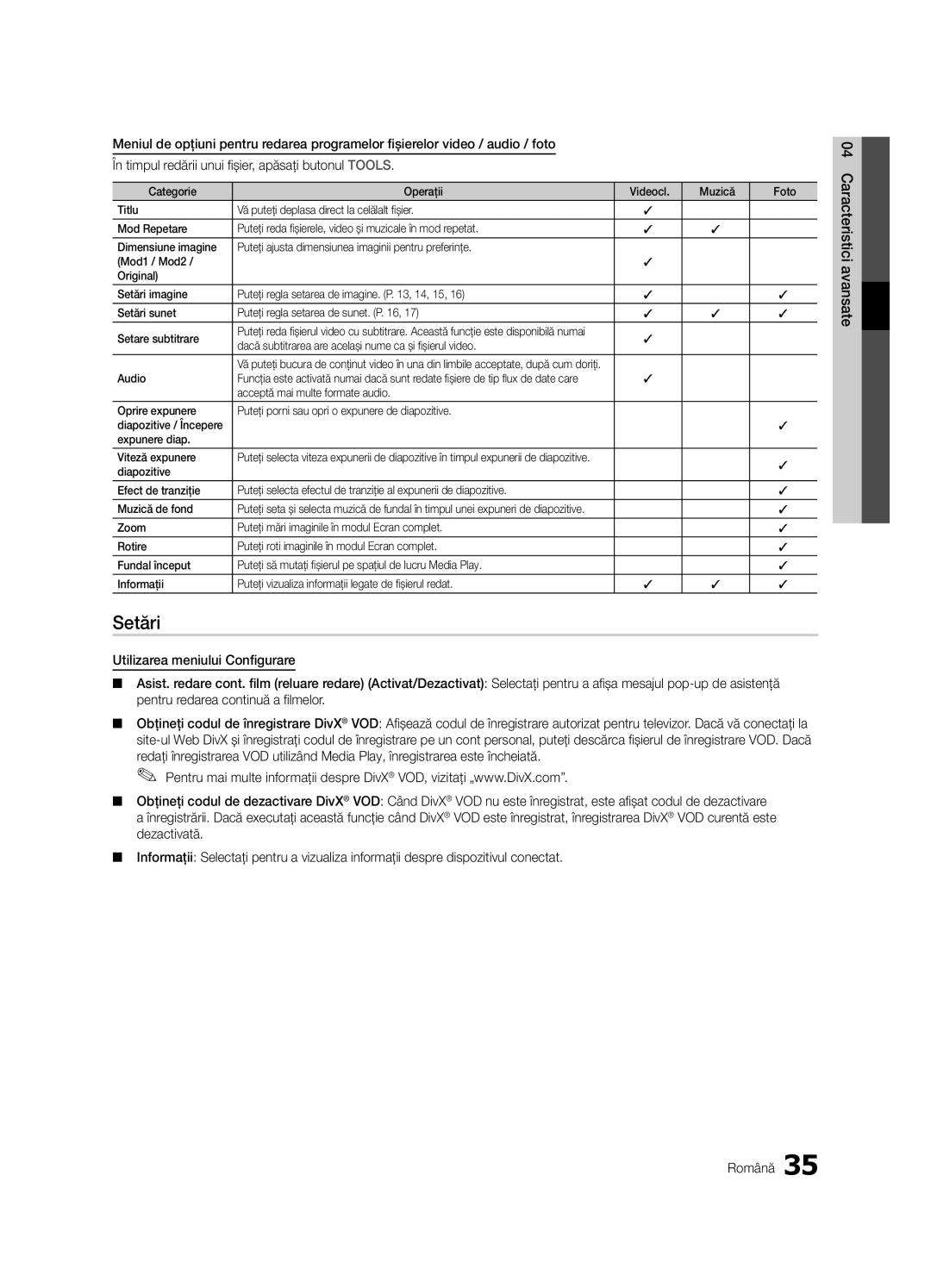 Samsung LE32C630, LE46C630, LE40C630, LE37C630 user manual Setări, Dacă subtitrarea are acelaşi nume ca şi fişierul video 