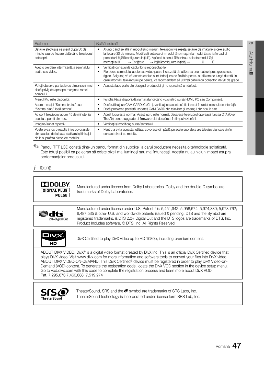 Samsung LE32C630, LE46C630, LE40C630, LE37C630 user manual Licenţă 