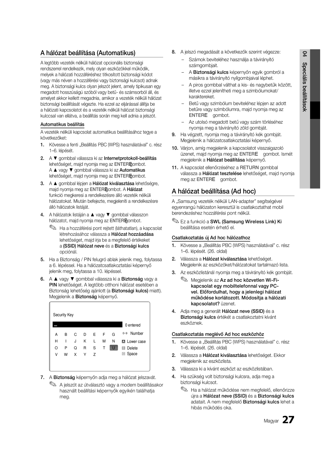 Samsung LE46C630, LE40C630, LE37C630, LE32C630 user manual Hálózat beállítása Ad hoc, NMozgat EBelépés RVissza 