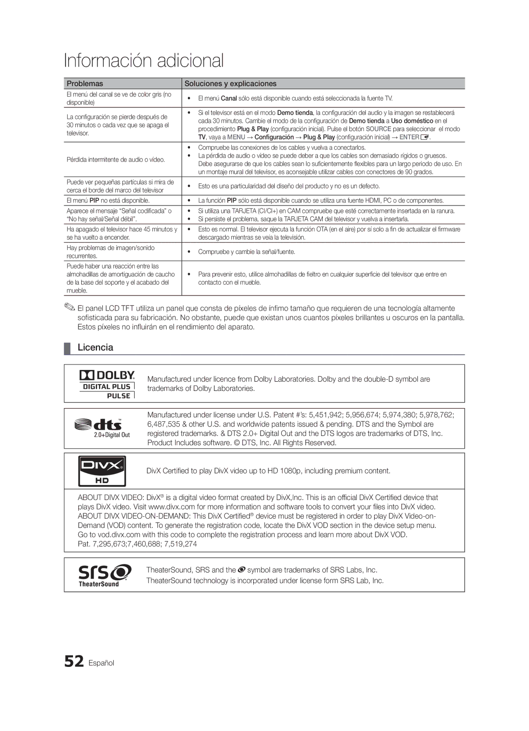 Samsung LE32C654, LE46C653, LE46C654, LE40C653, LE40C654, LE32C653 user manual Licencia 