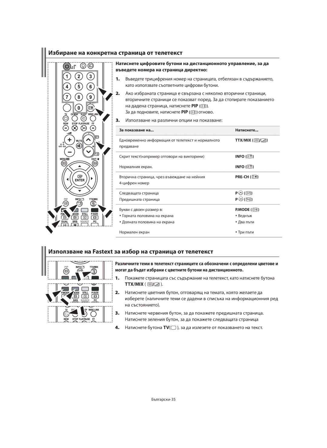 Samsung LE40F7 manual Избиране на конкретна страница от телетекст, Използване на Fastext за избор на страница от телетекст 