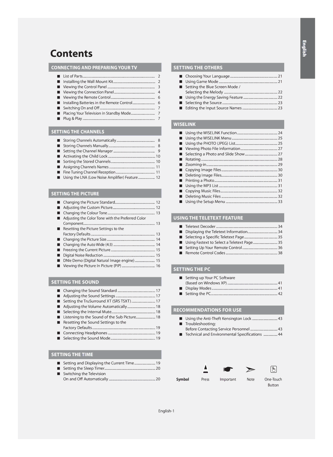 Samsung LE40F7, LE46F7 manual Contents 