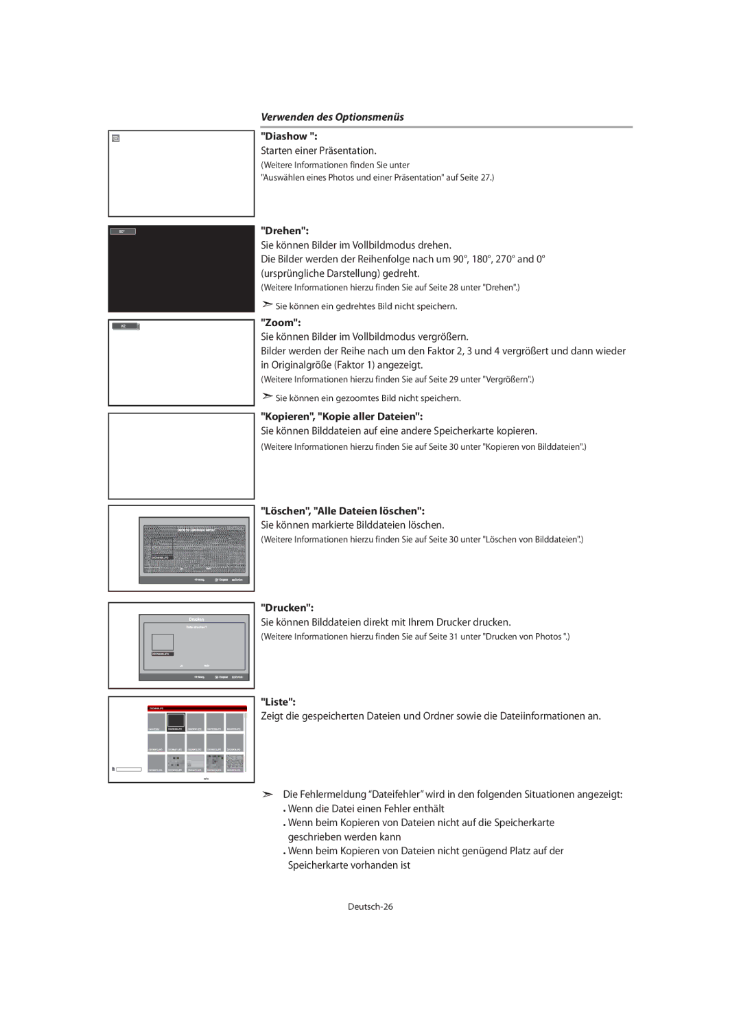 Samsung LE32N7, LE46N7, LE40N7 manual Verwenden des Optionsmenüs 