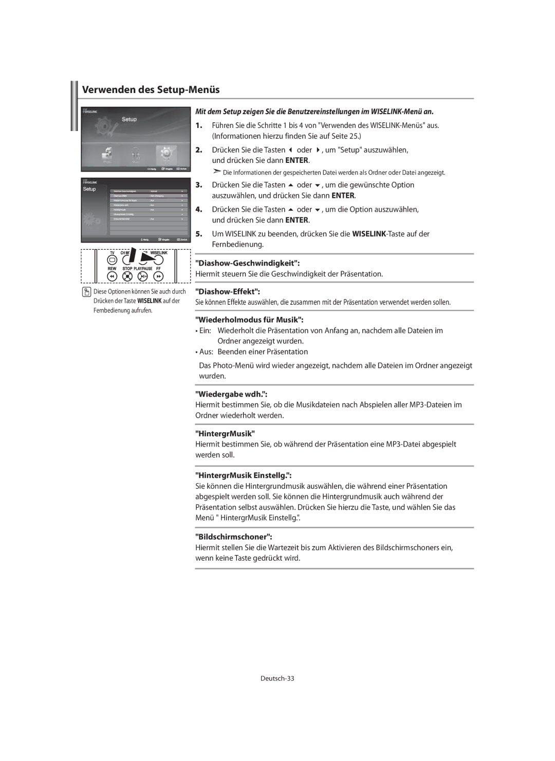 Samsung LE46N7, LE40N7, LE32N7 manual Verwenden des Setup-Menüs 