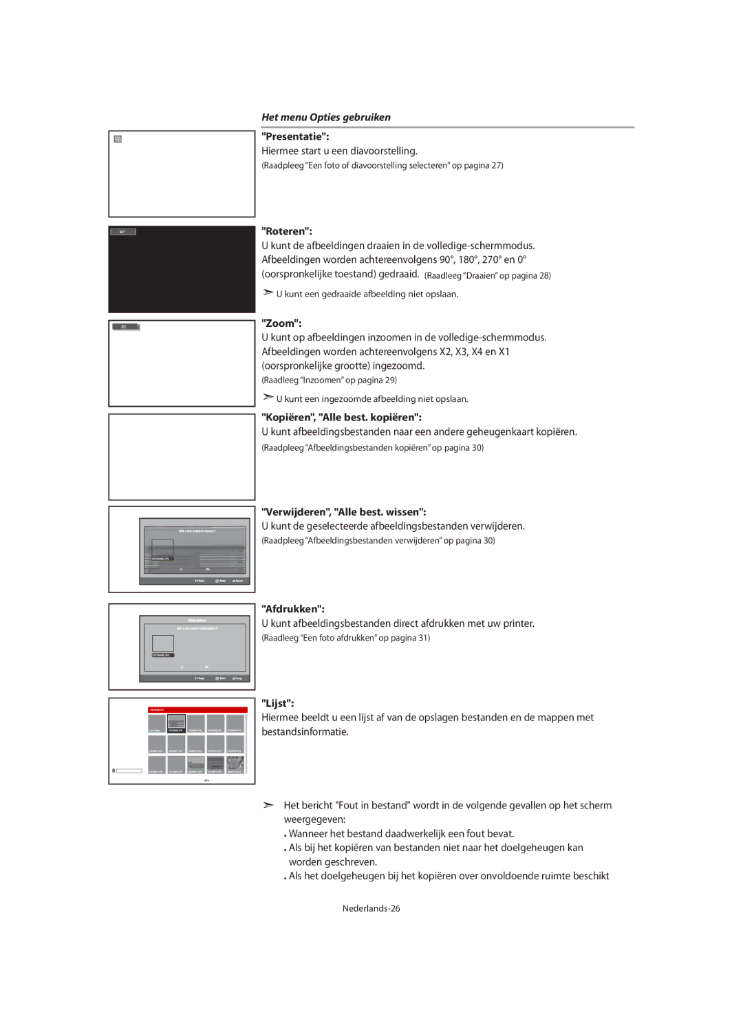 Samsung LE40N7, LE46N7, LE32N7 manual Het menu Opties gebruiken 