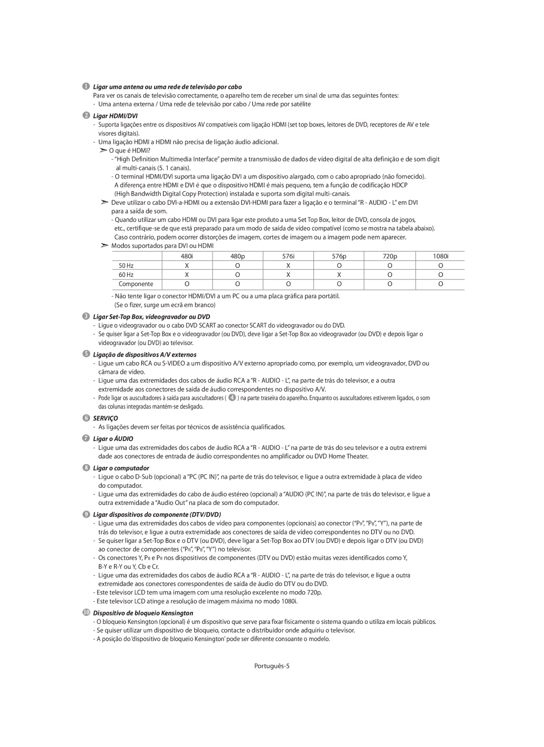 Samsung LE32N7, LE46N7, LE40N7 manual Serviço 