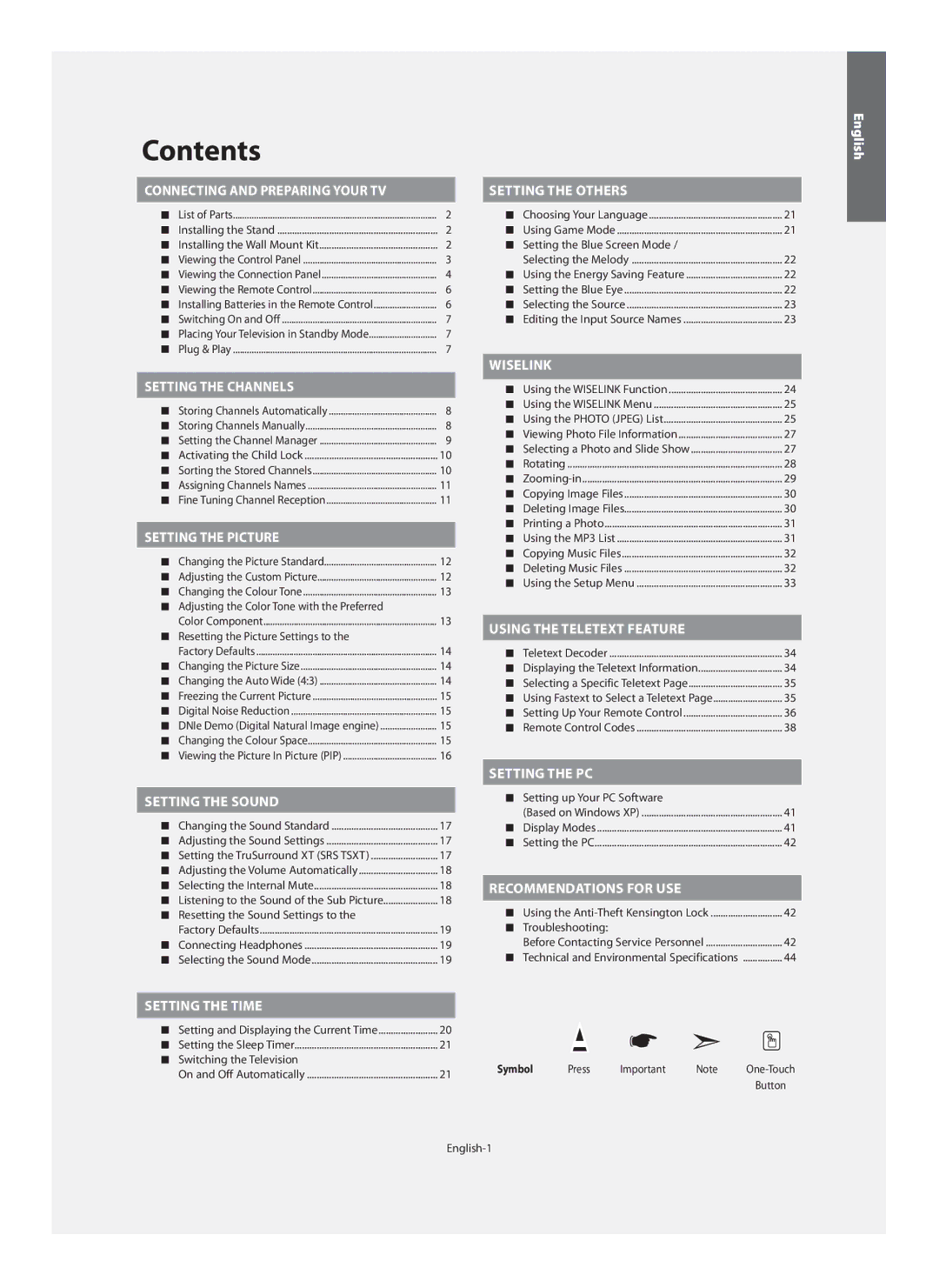 Samsung LE46N7, LE40N7, LE32N7 manual Contents 