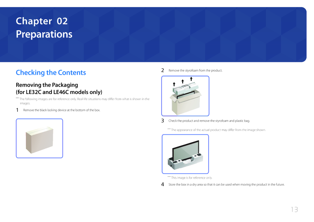 Samsung LE46C, LE55C, LE32C user manual Preparations, Checking the Contents 