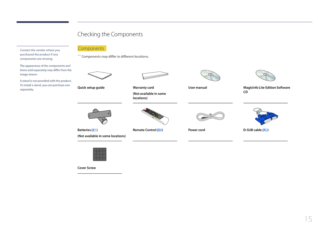 Samsung LE55C, LE46C, LE32C user manual Checking the Components, Quick setup guide Warranty card 