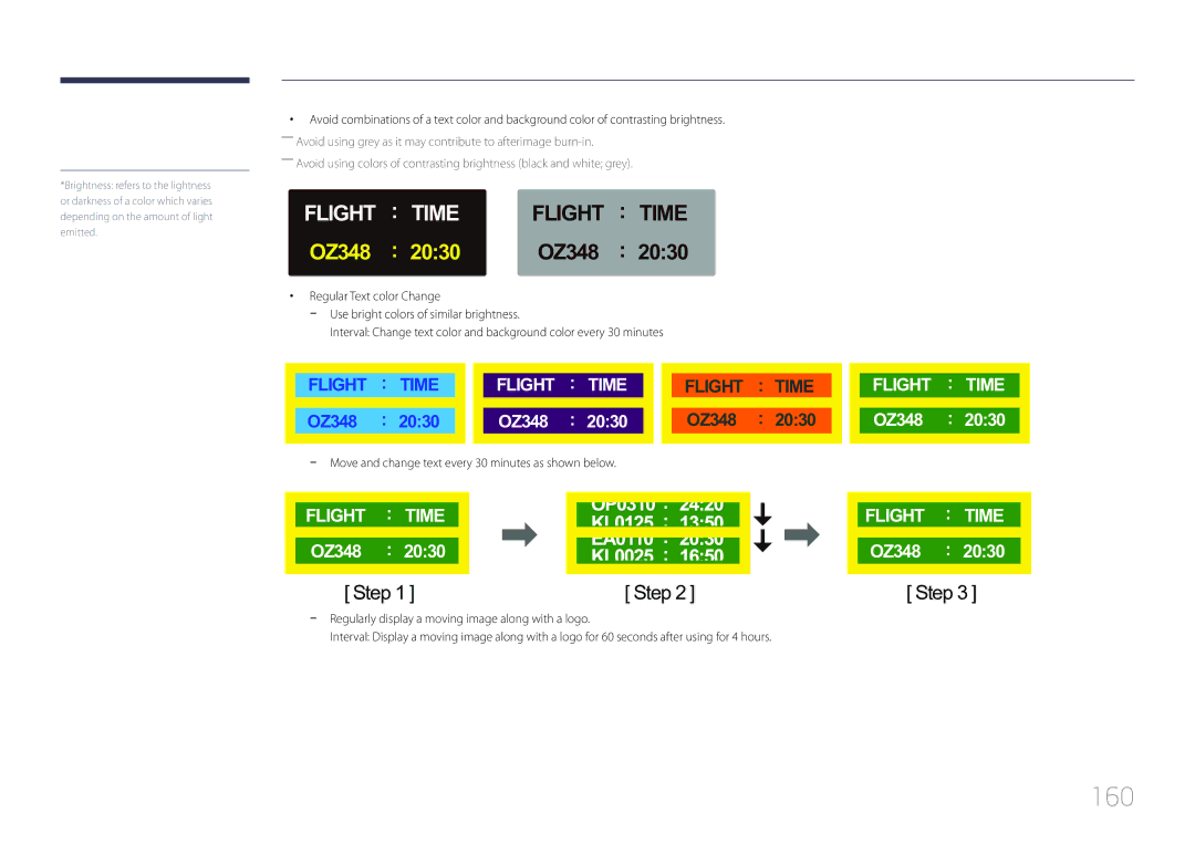 Samsung LE46C, LE55C, LE32C user manual 160, Move and change text every 30 minutes as shown below 