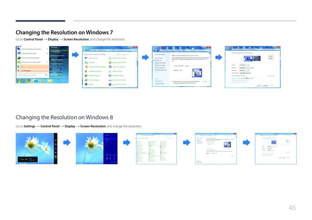 Samsung LE46C, LE55C, LE32C user manual Changing the Resolution on Windows 