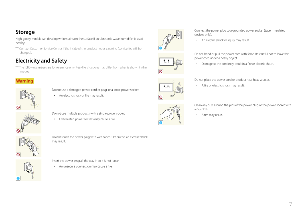 Samsung LE46C, LE55C, LE32C user manual Storage, Electricity and Safety 