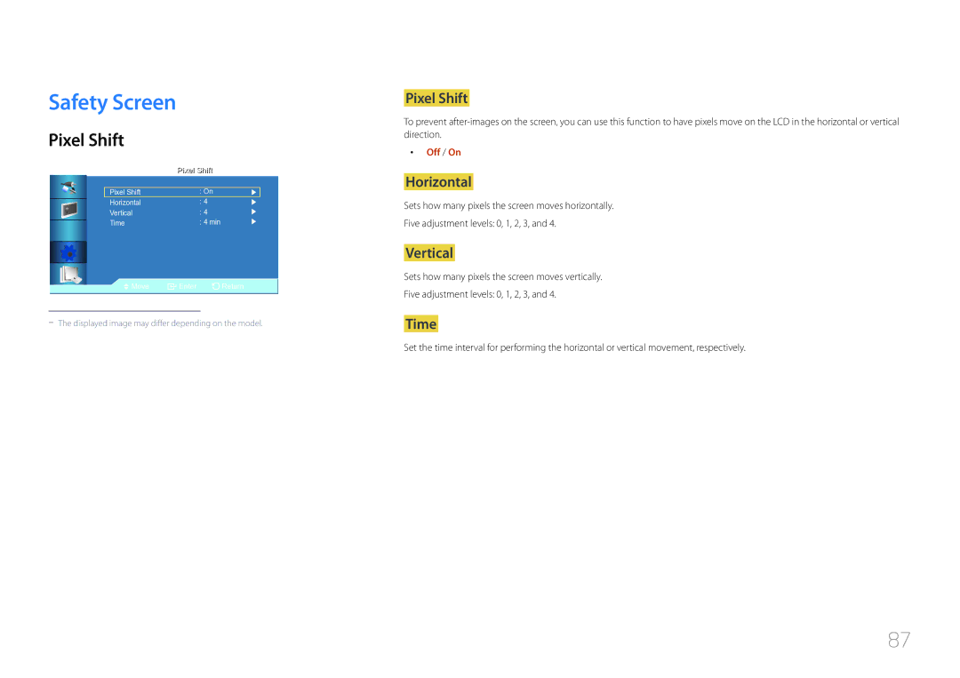 Samsung LE55C, LE46C, LE32C user manual Safety Screen, Pixel Shift 