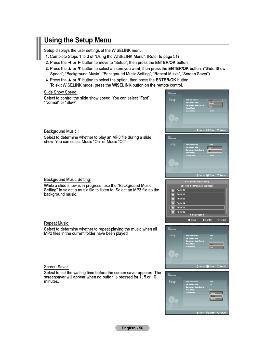 Samsung LE70F9, LE52F9 manual Using the Setup Menu 