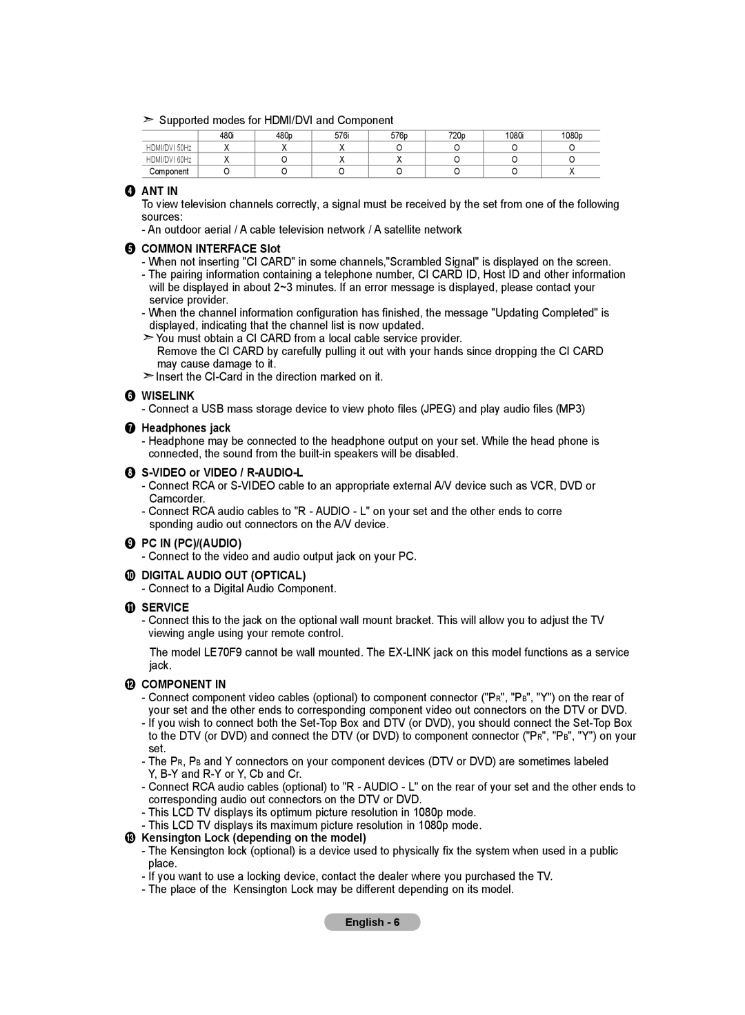 Samsung LE70F9, LE52F9 manual PC in PC/AUDIO 