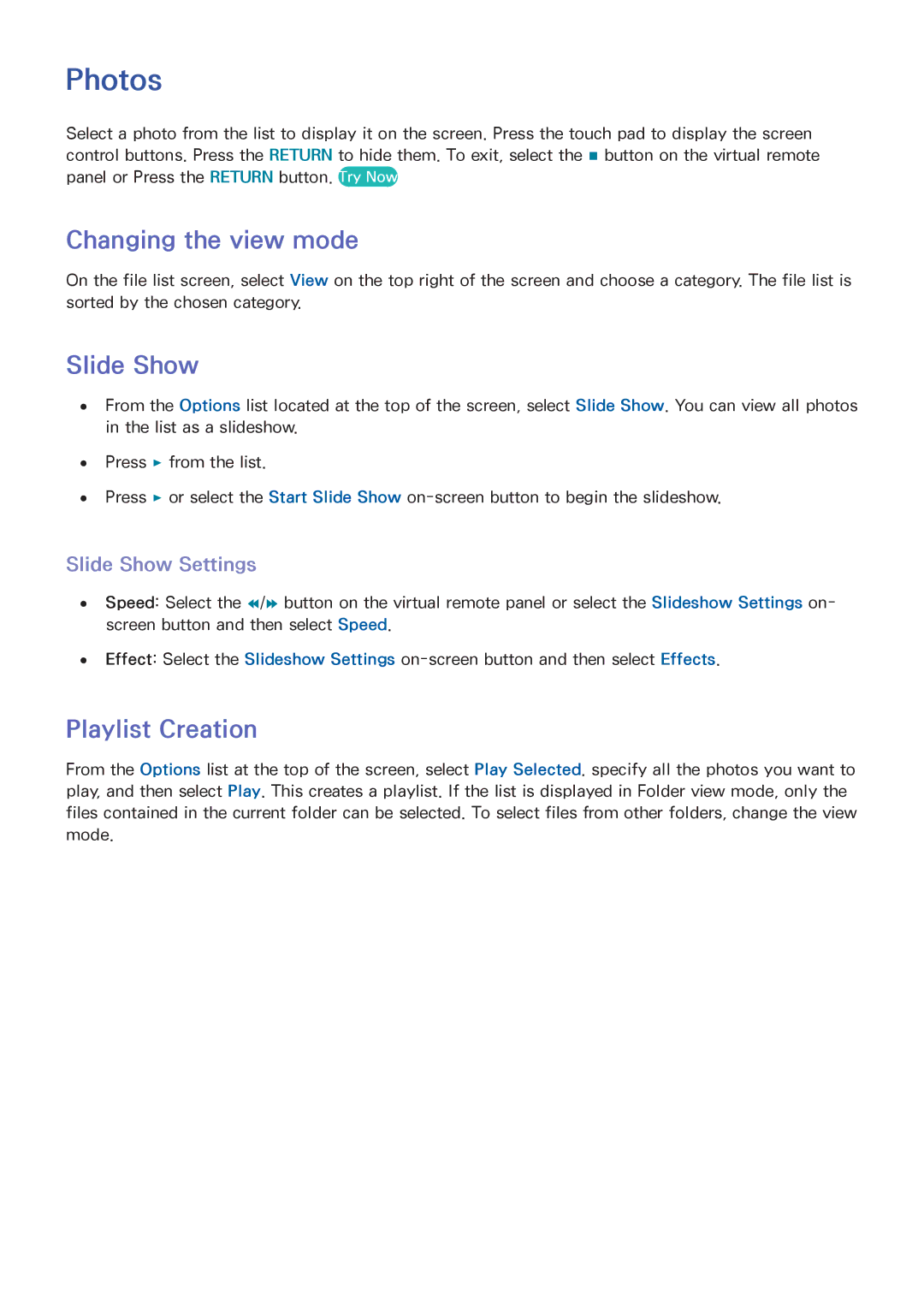 Samsung LED 7450 manual Photos, Slide Show Settings 