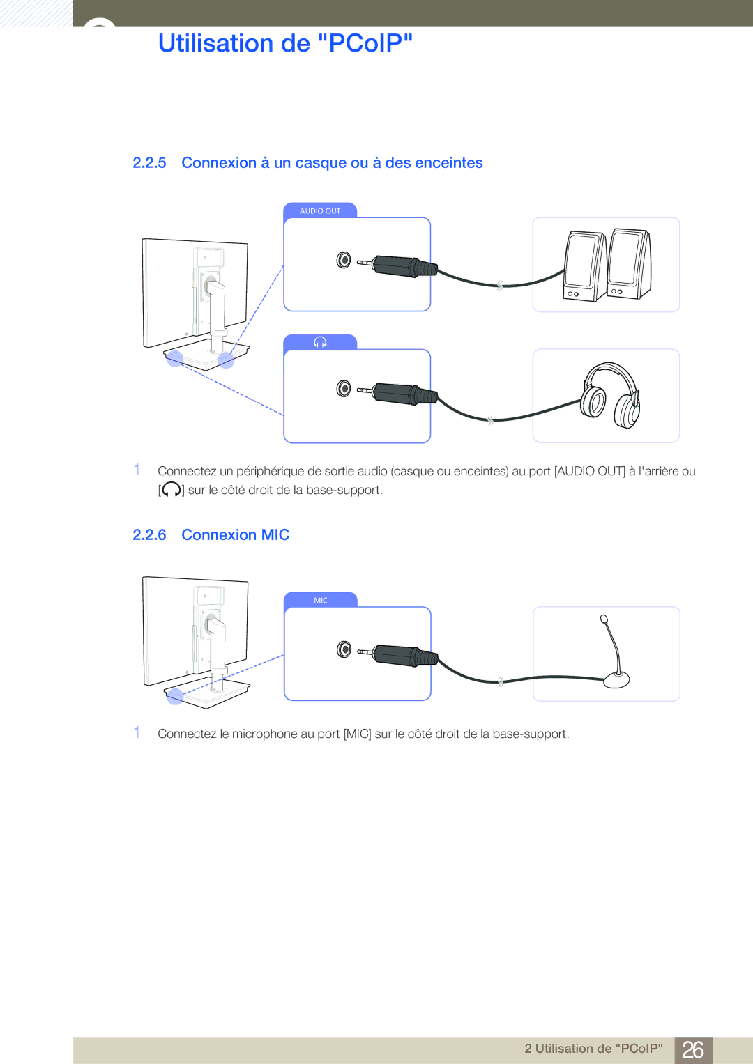 Samsung LF-NBNHNN/EN manual Connexion à un casque ou à des enceintes, Connexion MIC 