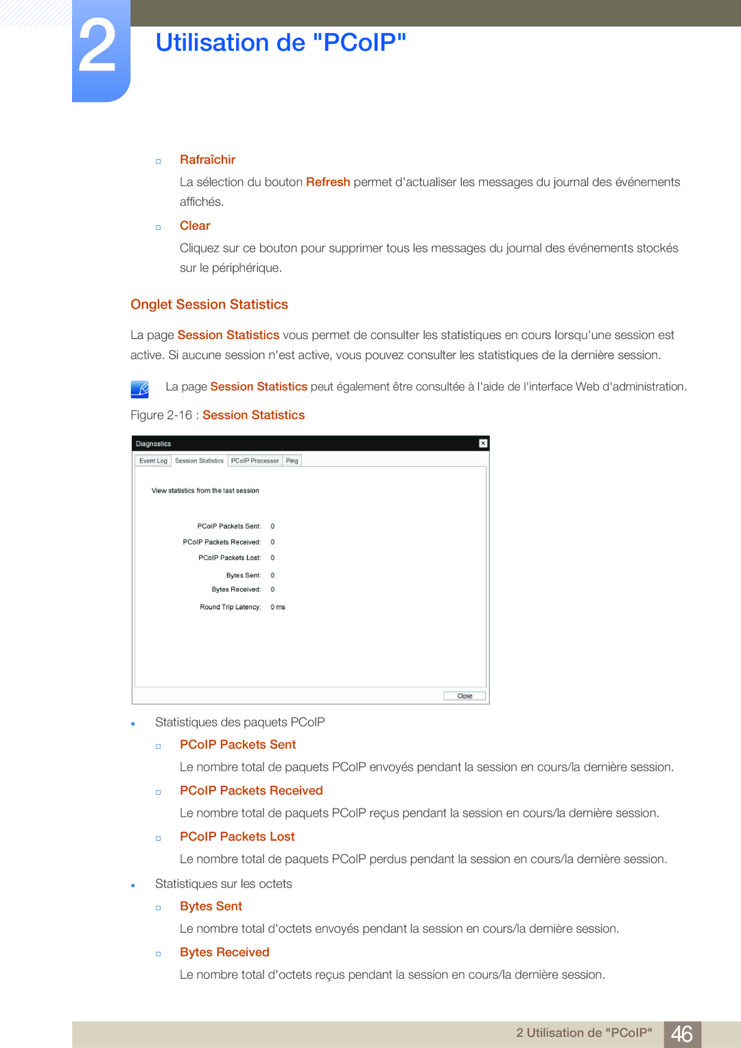 Samsung LF-NBNHNN/EN manual Onglet Session Statistics 