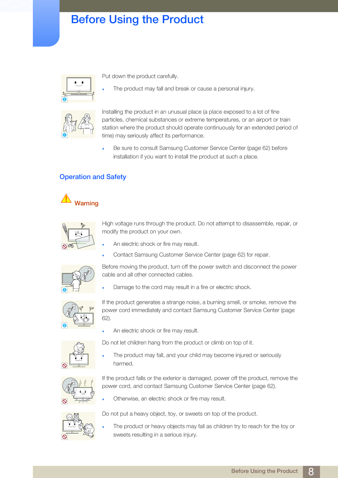 Samsung LF-NBNHNN/EN manual Operation and Safety 