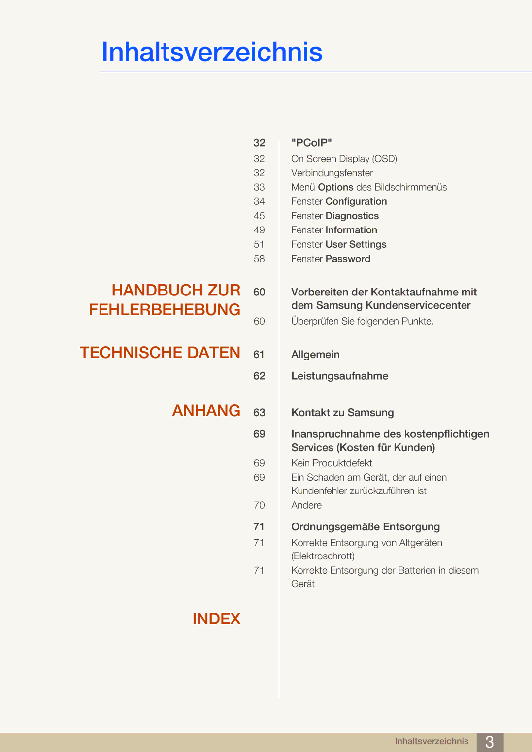 Samsung LF-NBNHNN/EN manual Index 