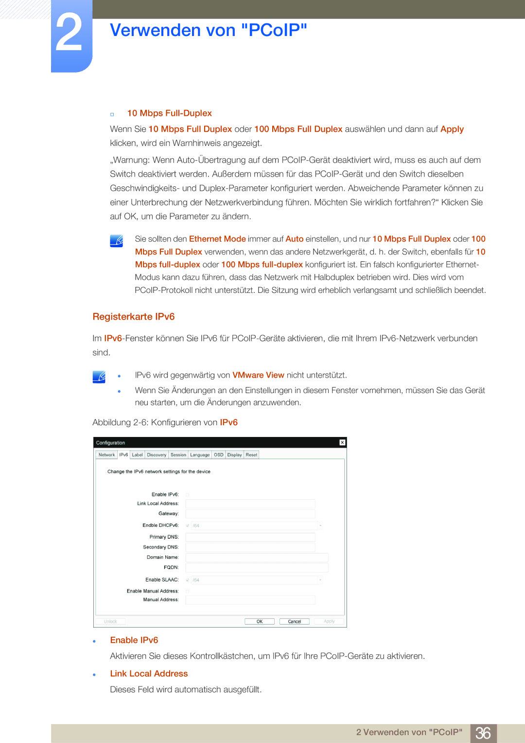 Samsung LF-NBNHNN/EN manual Registerkarte IPv6, Enable IPv6 