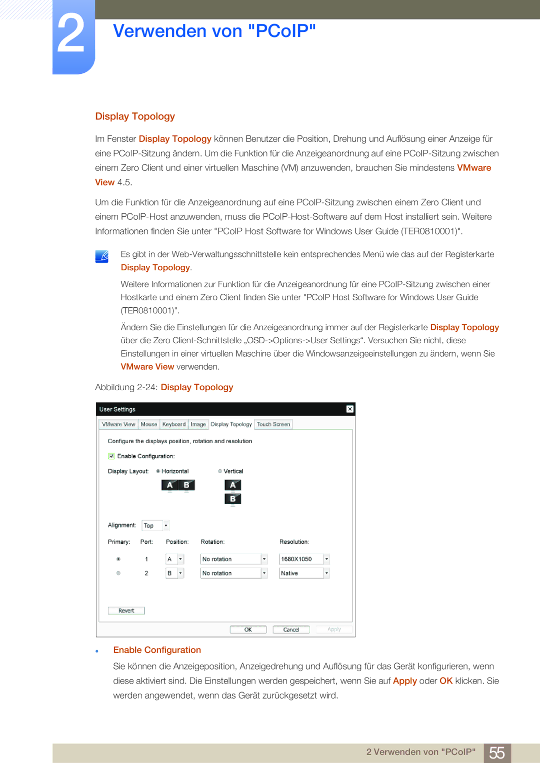 Samsung LF-NBNHNN/EN manual Display Topology, Enable Configuration 