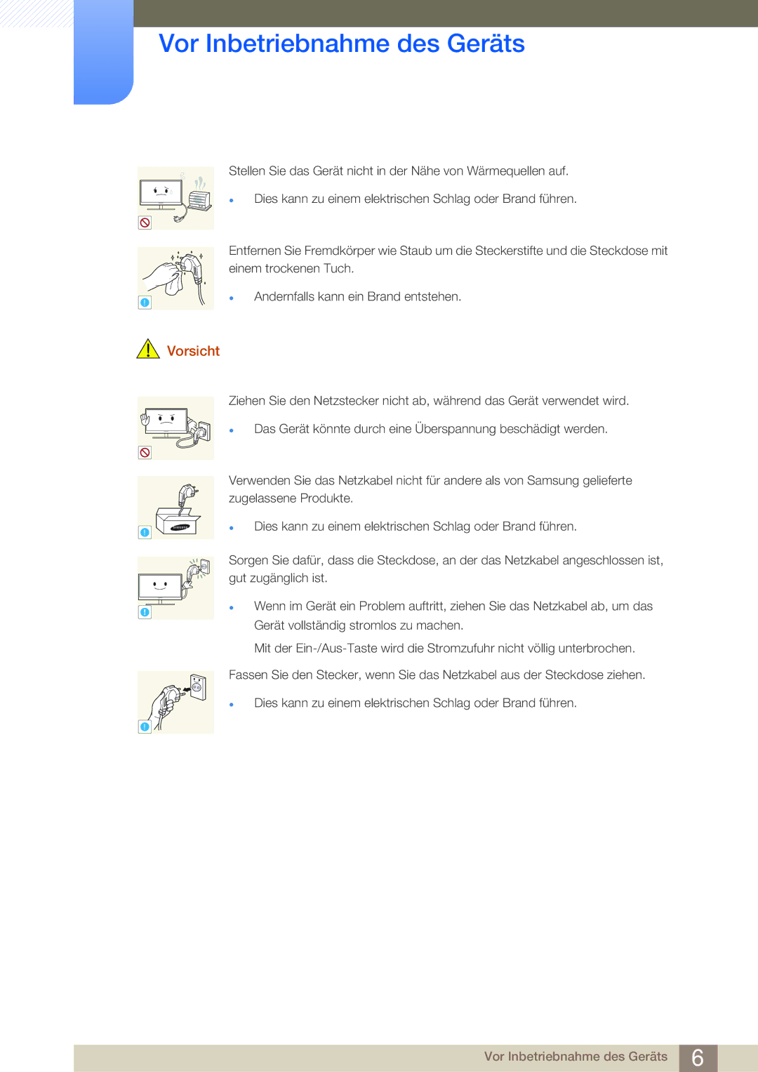 Samsung LF-NBNHNN/EN manual Vorsicht 