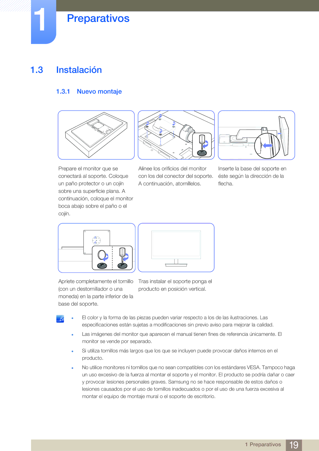 Samsung LF-NBNHNN/EN manual Instalación, Nuevo montaje 