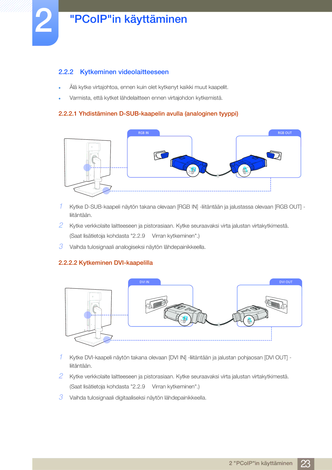 Samsung LF-NBNHNN/EN manual Kytkeminen videolaitteeseen, Yhdistäminen D-SUB-kaapelin avulla analoginen tyyppi 