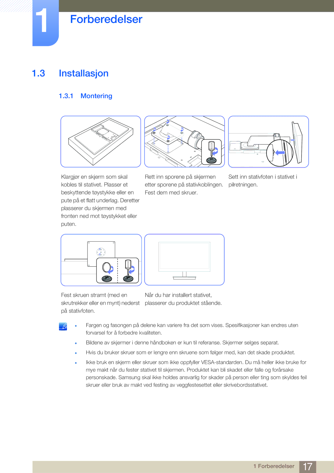 Samsung LF-NBNHNN/EN manual Installasjon, Montering 