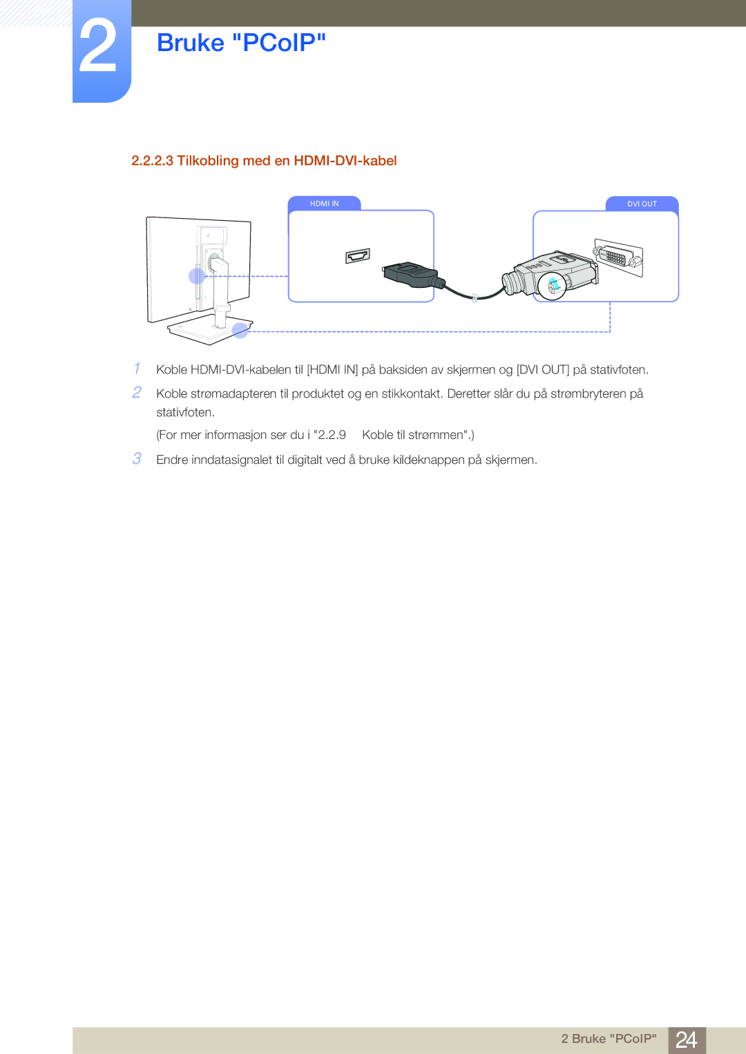 Samsung LF-NBNHNN/EN manual Tilkobling med en HDMI-DVI-kabel 