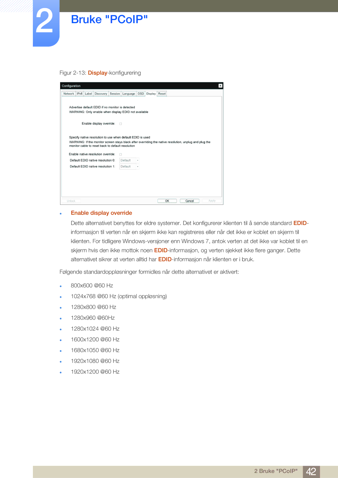 Samsung LF-NBNHNN/EN manual Display-konfigurering, Enable display override 