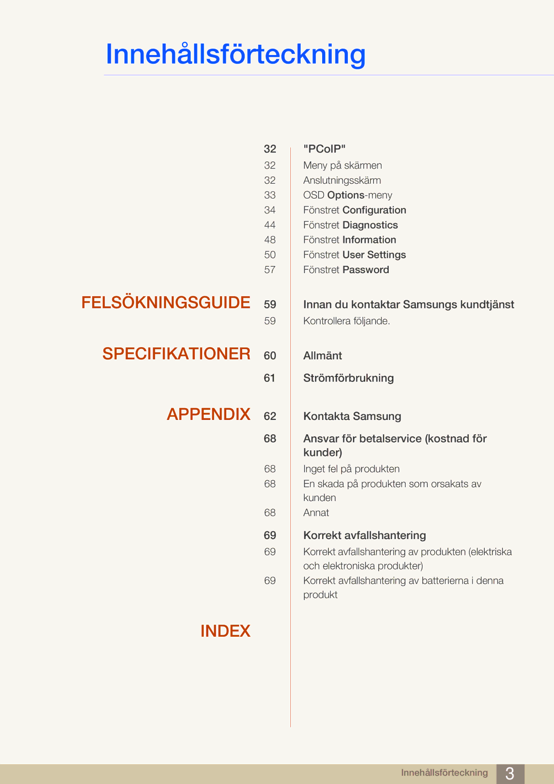 Samsung LF-NBNHNN/EN manual Index 