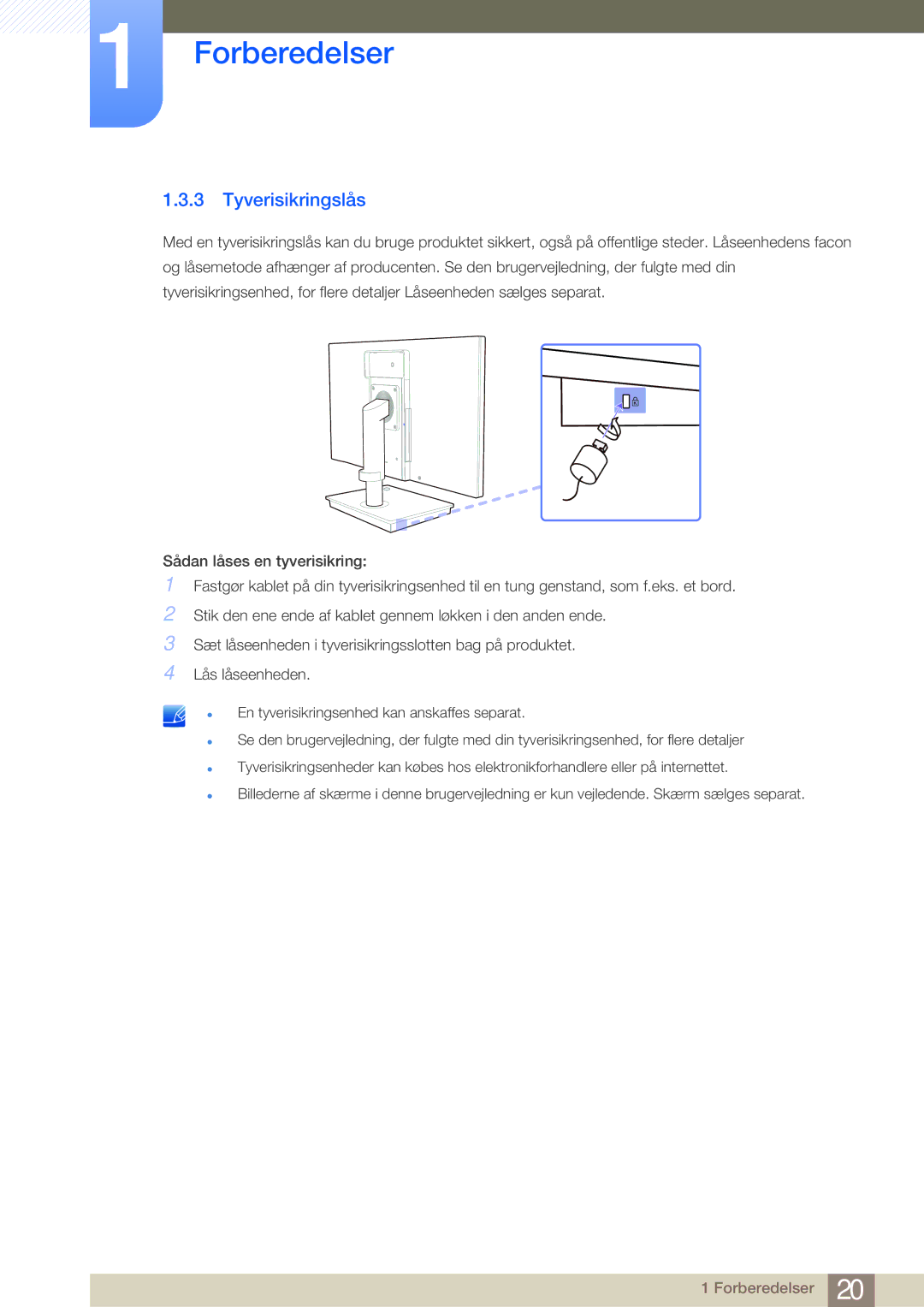 Samsung LF-NBNHNN/EN manual Tyverisikringslås 