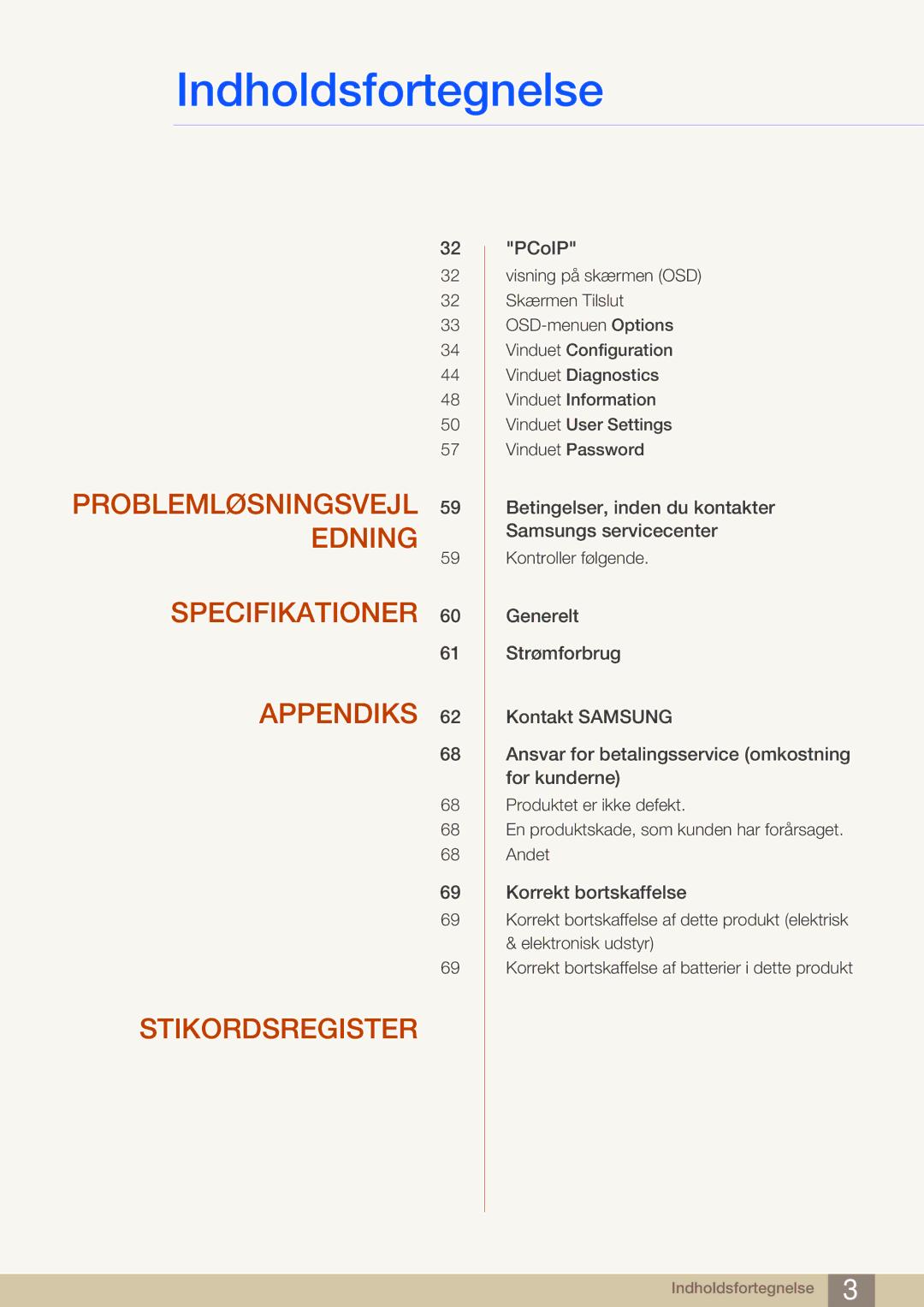 Samsung LF-NBNHNN/EN manual Stikordsregister 